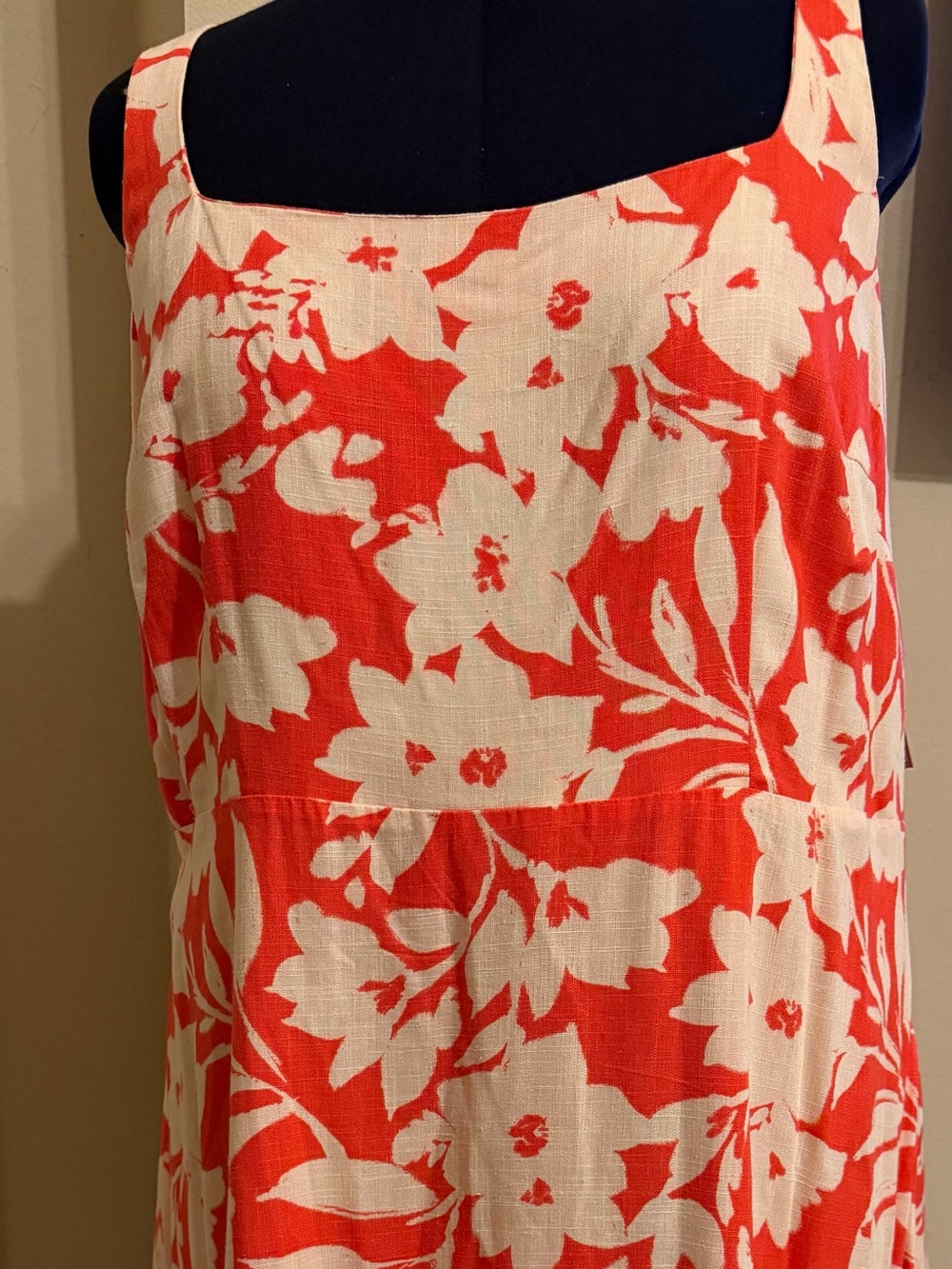 Vince Camuto Red and Cream Floral Strapless Sundress